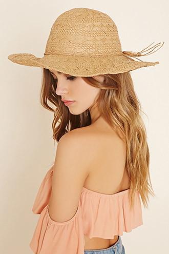 Forever21 Women's  Wired Straw Floppy Hat