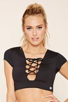 Forever21 Women's  Active Lace-up Crop Top