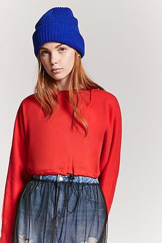 Forever21 Cropped Drawstring Sweatshirt