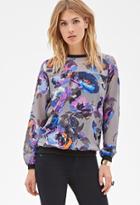 Forever21 Contemporary Watercolor Rose Print Pullover