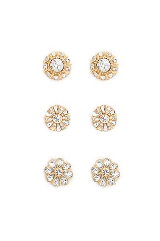 Forever21 Faux Gem & Rhinestone Stud Earring Set