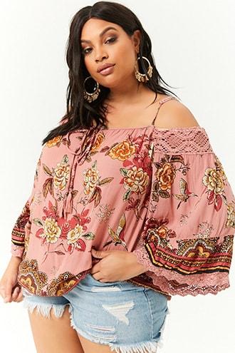 Forever21 Plus Size Floral Peasant Top