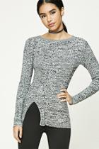 Forever21 Front Slit Marled Knit Sweater