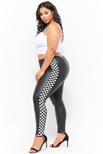 Forever21 Plus Size Checkered Panel Leggings