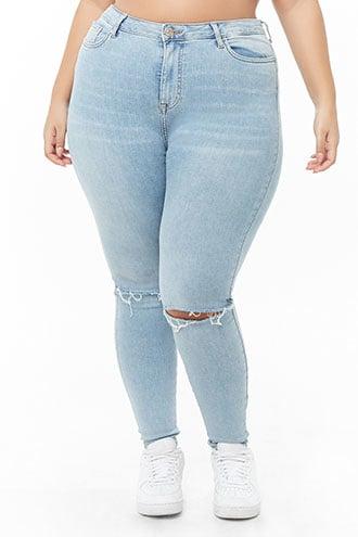 Forever21 Plus Size Sculpted Ripped Jeans