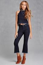 Forever21 Women's  Frayed Hem Flared Jeans