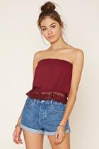 Forever21 Women's  Scalloped Crochet Strapless Top