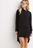 Forever21 Roman Numeral Collar Longline Shirt