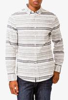 21 Men Striped Linen-blend Button Down
