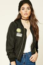 Forever21 Women's  Runway Patch Bomber Jacket