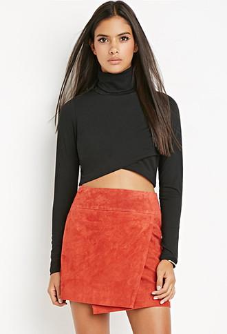 Love21 Wrap Turtleneck Crop Top