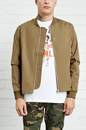 21 Men Men's  Camel Lightweight Bomber Jacket