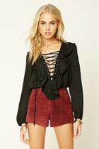 Forever21 Ruffled Lace-up Top