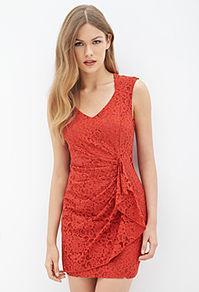 Forever21 Gathered Floral Lace Dress