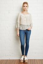 Forever21 Crochet-paneled Abstract Peasant Top