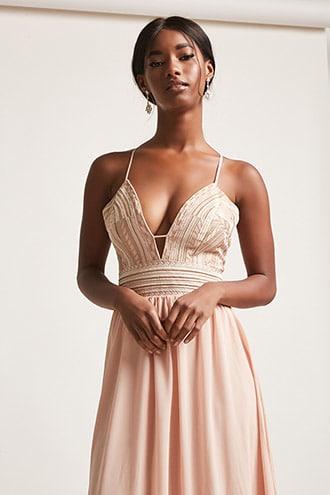 Forever21 Soieblu Embroidered Geo Maxi Dress