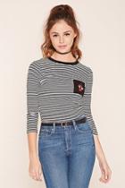 Forever21 Striped Patch Knit Top