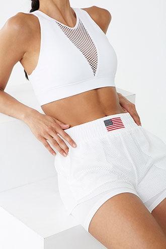 Forever21 American Flag Sheer Mesh Swim Cover-up Shorts