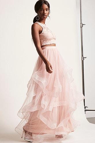 Forever21 Crochet Crop Top & Skirt Set