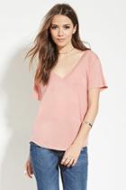 Love21 Women's  Rose Contemporary V-neck Tee