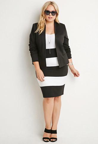 Forever21 Plus Striped Pencil Skirt