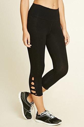 Forever21 Women's  Black Active Crisscross Leggings