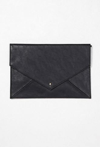Forever21 Faux Leather Envelope Clutch (black)