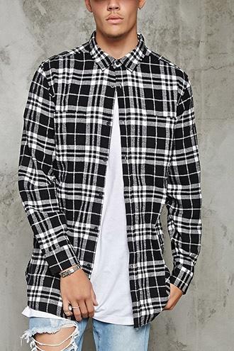 21 Men Men's Plaid Flannel Slim-fit Shirt