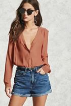 Forever21 Sheer V-neck Blouse