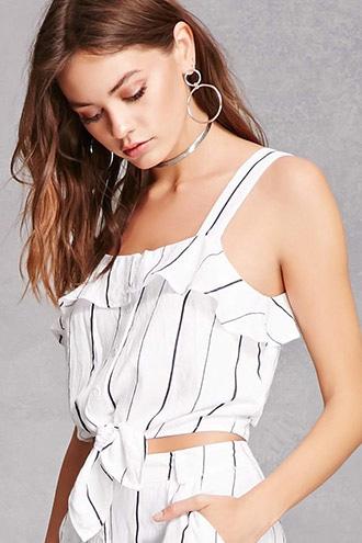 Forever21 Lush Striped Foldover Top