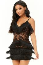 Forever21 Tiered-fringe Lace Mini Dress