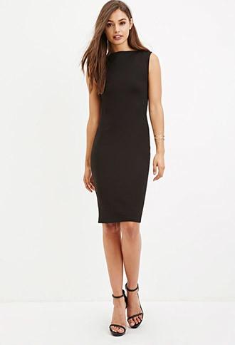 Forever21 Women's  Boat Neck Bodycon Dress (black)