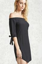 Forever21 Off-the-shoulder Tie-sleeve Dress