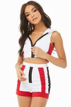 Forever21 Colorblock Hooded Crop Top & Shorts Set