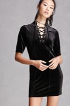 Forever21 Lace-up Velvet Mini Dress