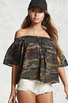 Forever21 Camo Off-the-shoulder Top