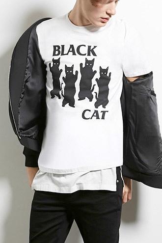 Forever21 Popkiller Black Cat Graphic Tee