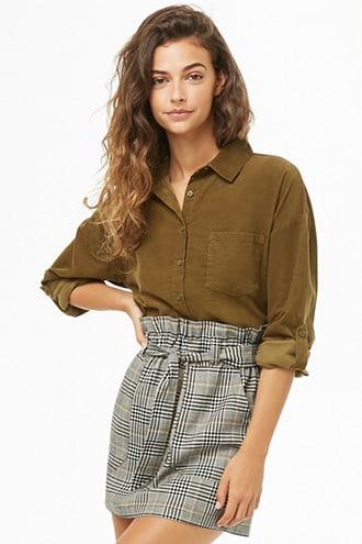 Forever21 Plaid Paperbag-waist Skirt