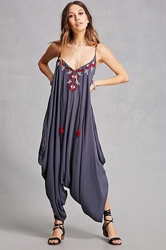 Forever21 Embroidered Cami Jumpsuit