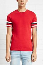 21 Men Men's  Red & White Stripe-sleeve Sweater Knit Tee