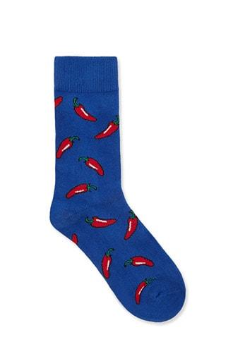Forever21 Men Chili Pepper Graphic Crew Socks