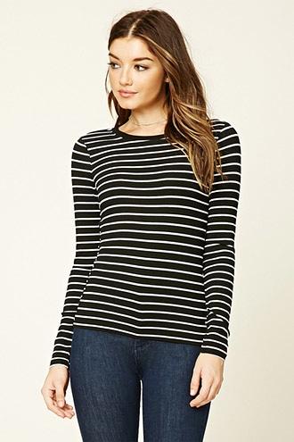 Forever21 Women's Stripe Knit Long Sleeve Top
