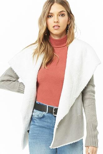Forever21 Faux Suede & Fur Cardigan