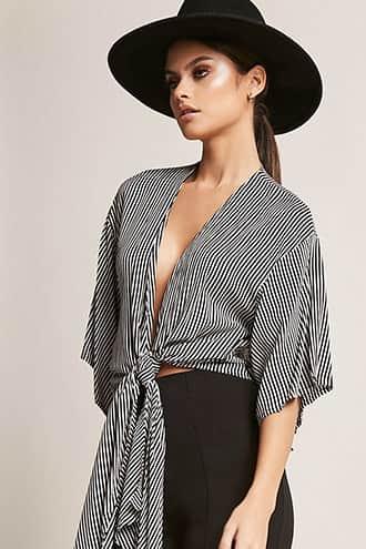 Forever21 Selfie Leslie Striped Self-tie Top