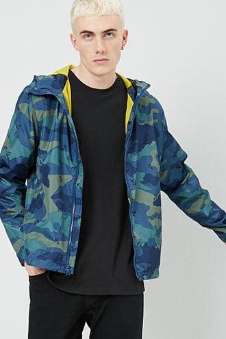Forever21 Nautica Hooded Camo & Anchor Windbreaker