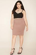 Forever21 Plus Women's  Cocoa Plus Size Stretch Knit Skirt