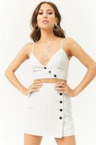 Forever21 Button-front Pinstriped Crop Cami