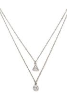 Forever21 Silver & Clear Layered Pendant Necklace
