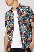 Forever21 Fitted Tropical Print Shirt