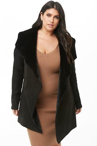 Forever21 Plus Size Draped Faux Fur-trim Jacket